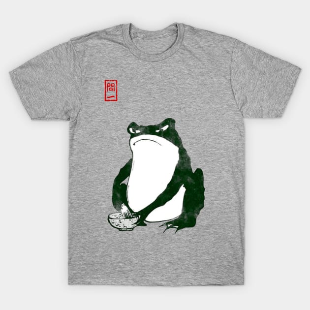 Angry Matcha Tea Japanese Frog Toad 19th Century T-Shirt by Pixelchicken